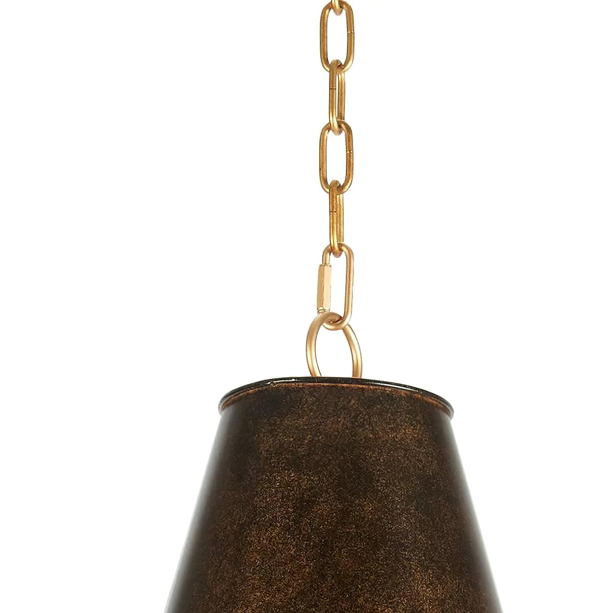 Pierrepont Pendant Light - Antiqued Cone Light with Warm Painted Gold Interior