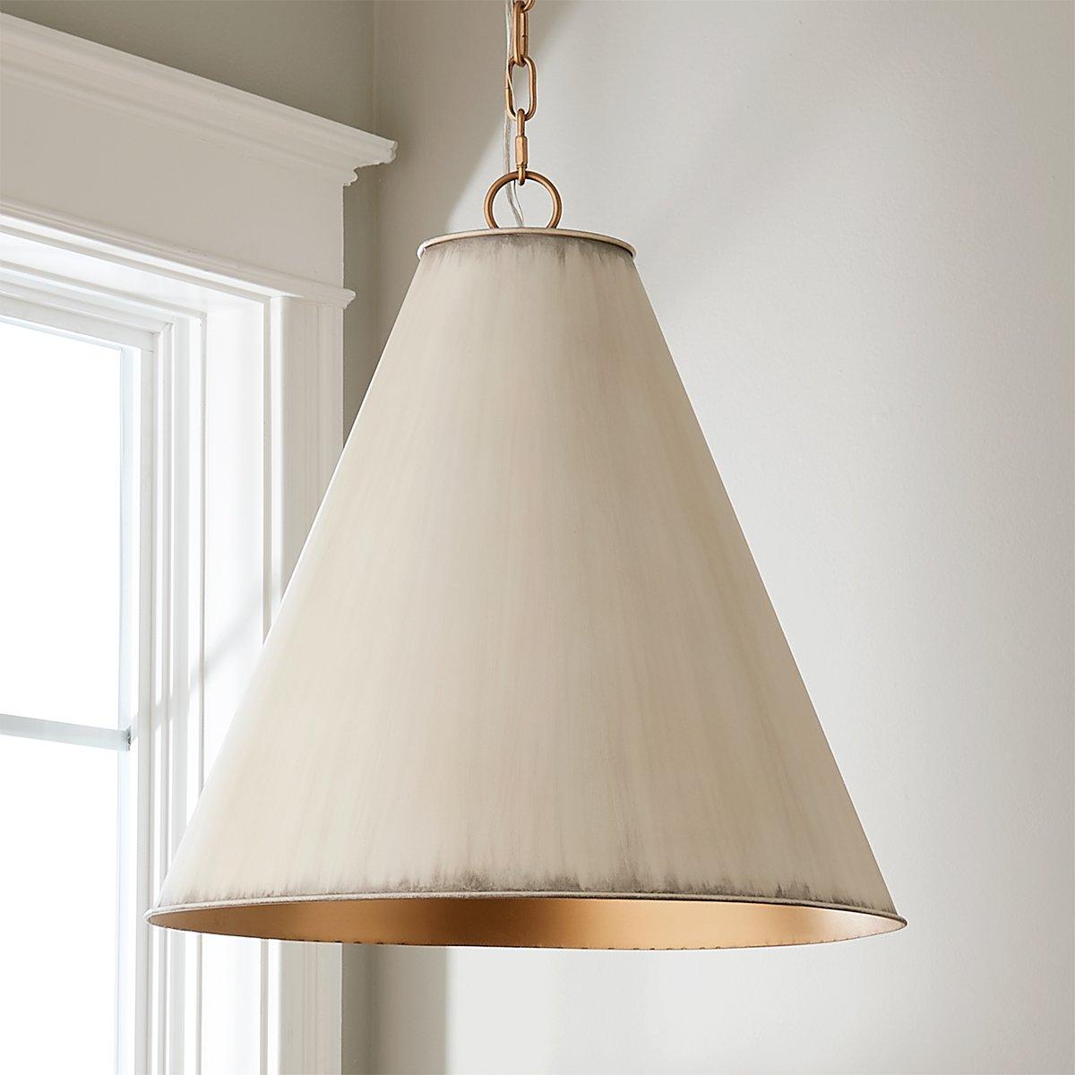 Pierrepont Pendant Light - Antiqued Cone Light with Warm Painted Gold Interior