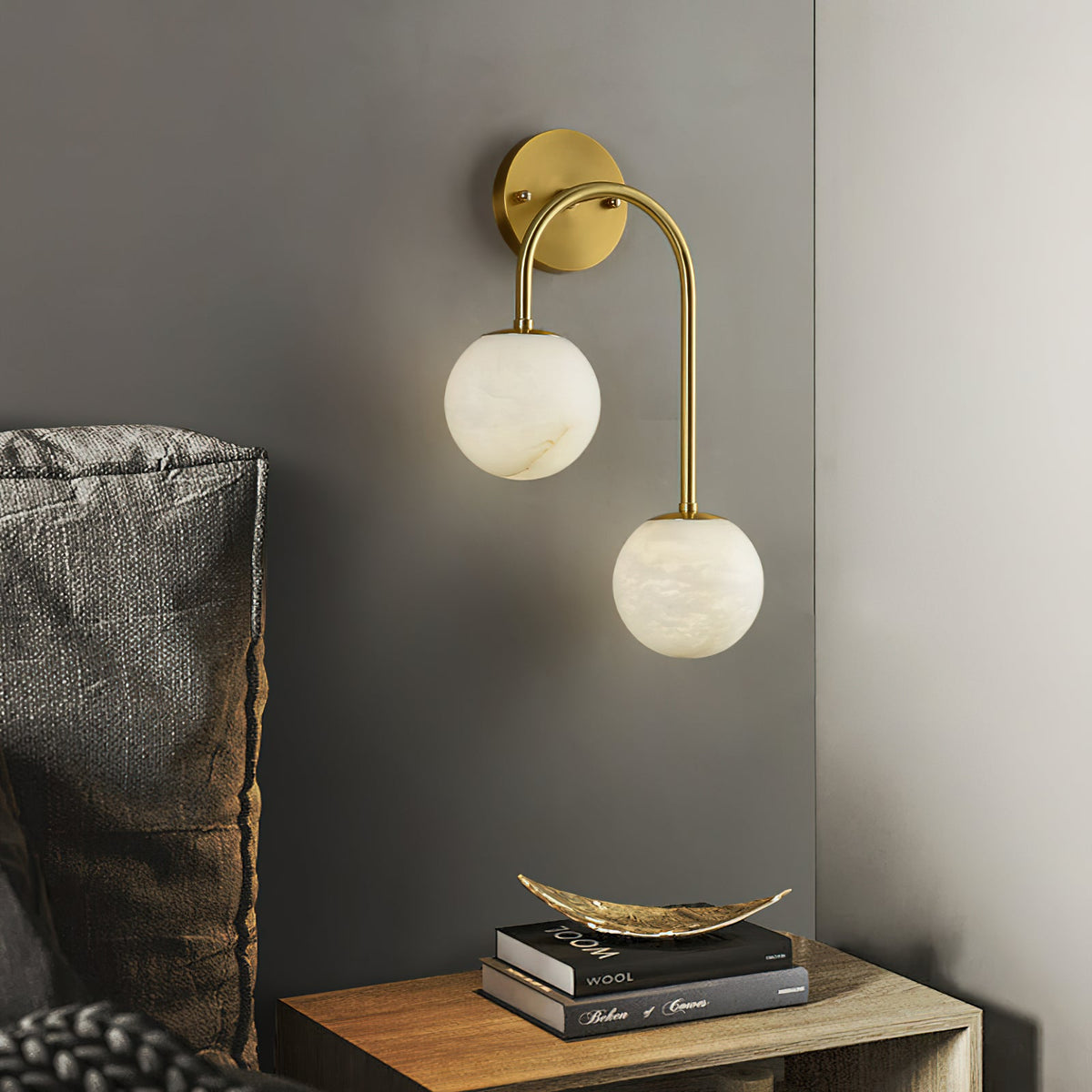 Pietro Alabaster Wall Lamp - Organic Snowflake Stone Sconce