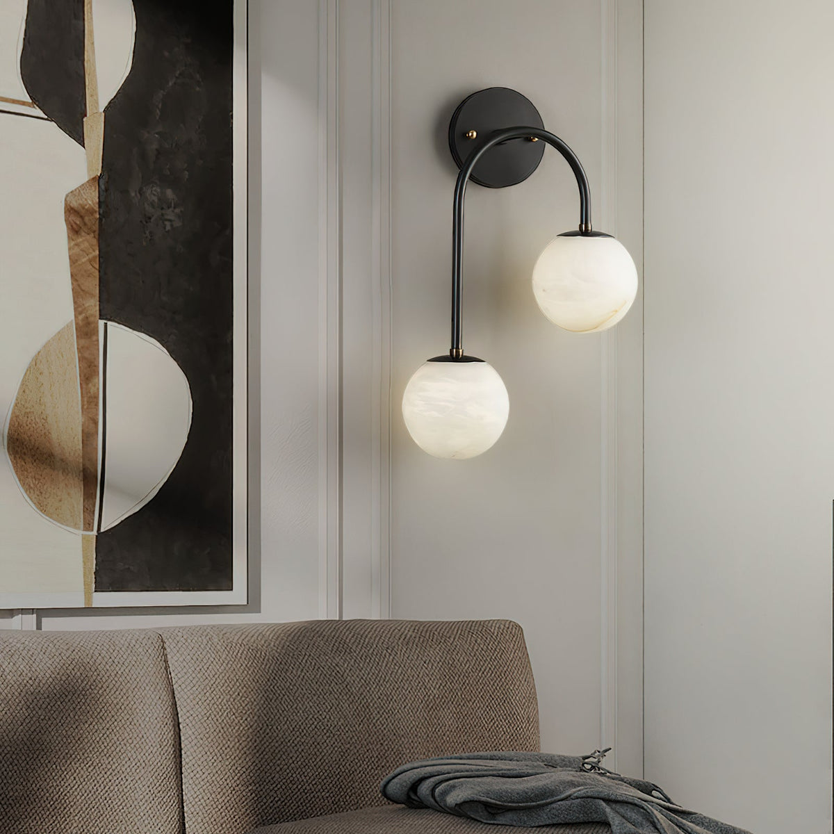 Pietro Alabaster Wall Lamp - Organic Snowflake Stone Sconce