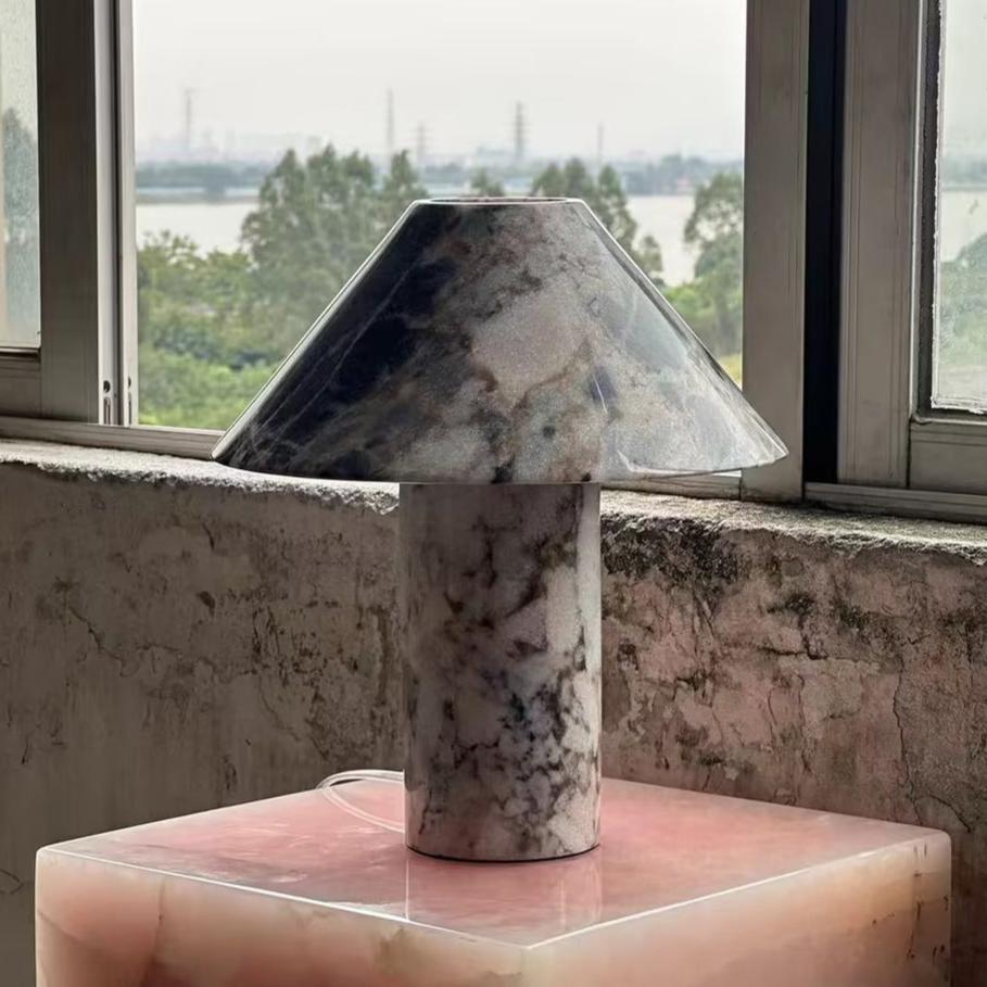 Pillar Stone Table Lamp - Translucent Solid Marble Accent Light