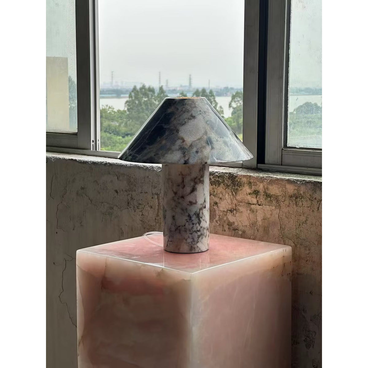 Pillar Stone Table Lamp - Translucent Solid Marble Accent Light