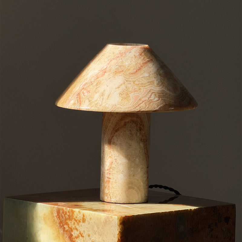 Pillar Stone Table Light - Solid Marble & Jade Sculptural Accent Lamp