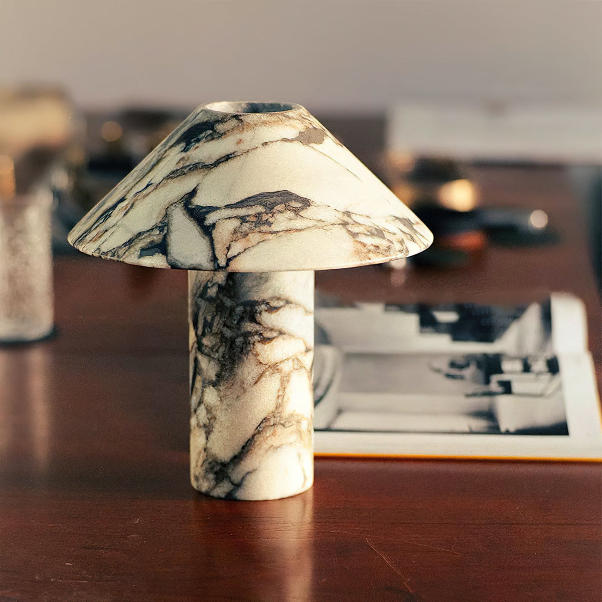 Pillar Stone Table Lamp - Translucent Solid Marble Accent Light