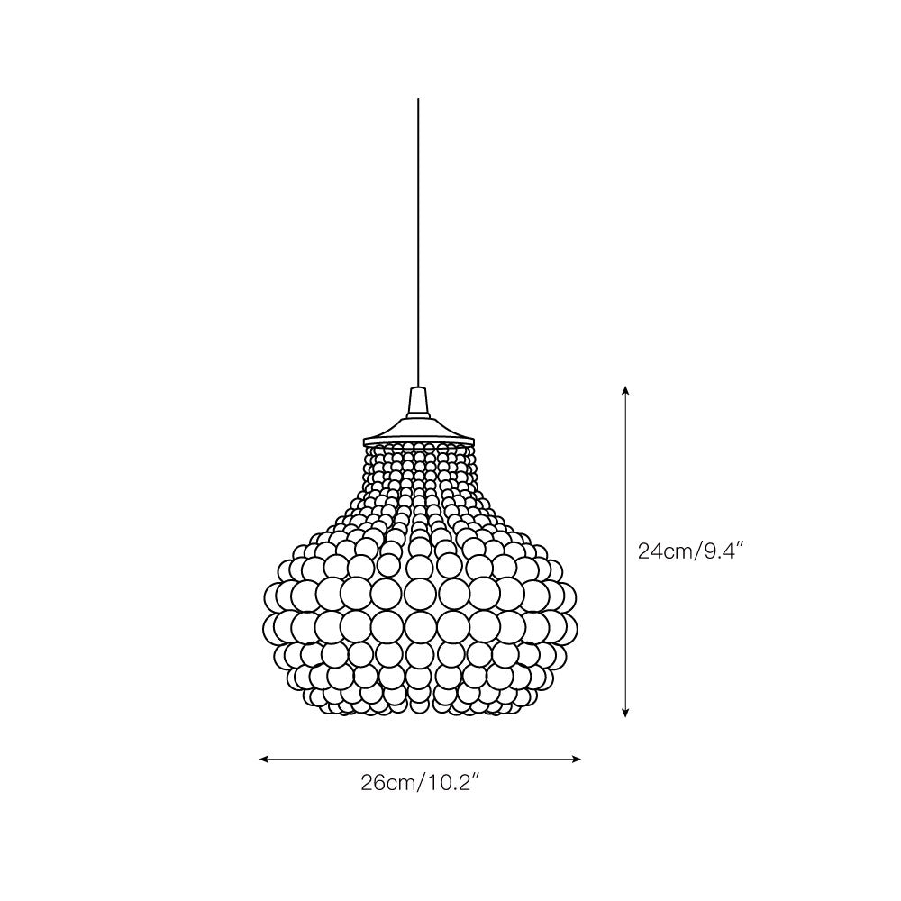 Pilli Beaded Pendant Lamp - Boho Natural Solid Wood Bead Light