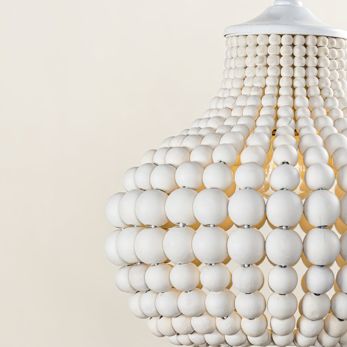 Pilli Beaded Pendant Lamp - Boho Natural Solid Wood Bead Light
