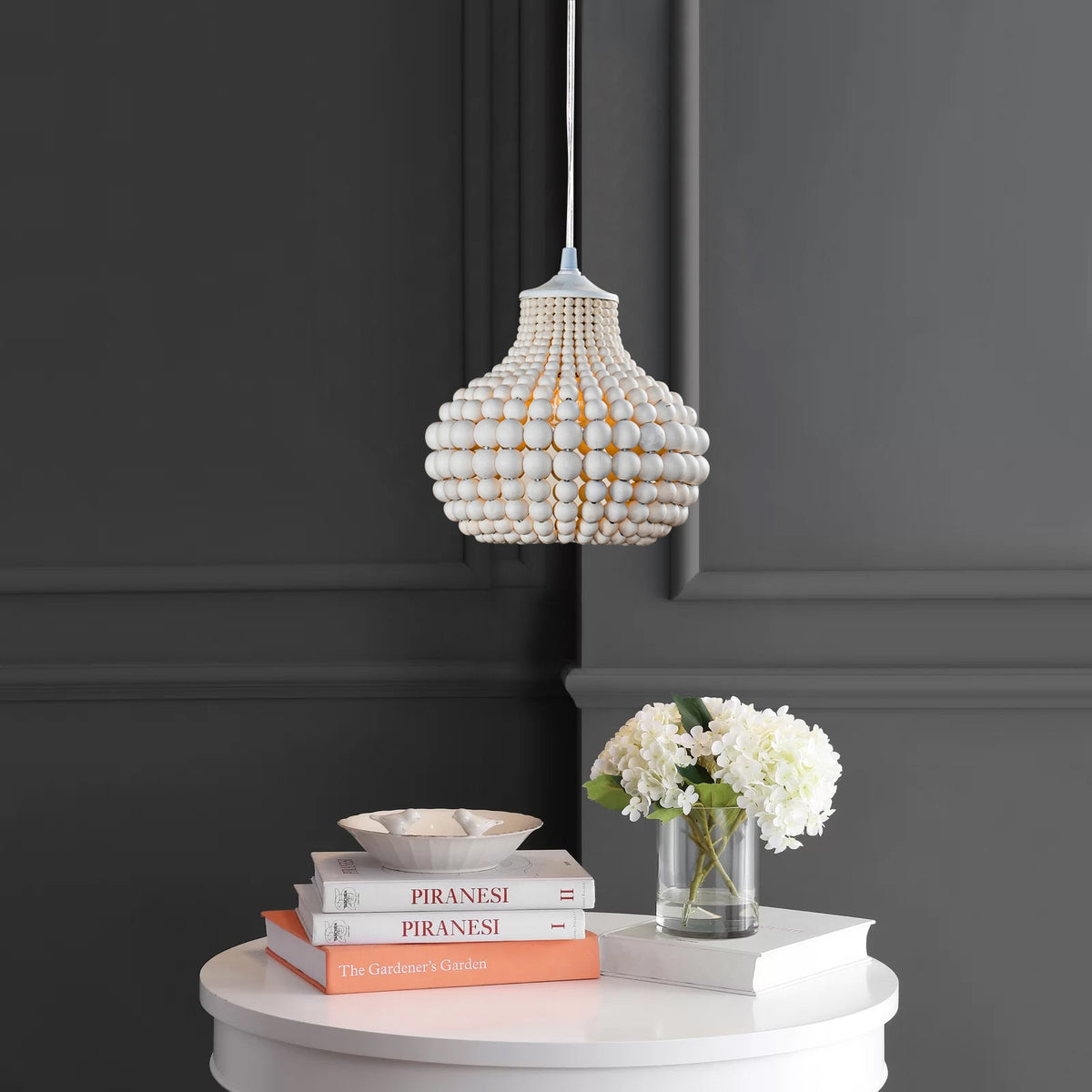 Pilli Beaded Pendant Lamp - Boho Natural Solid Wood Bead Light