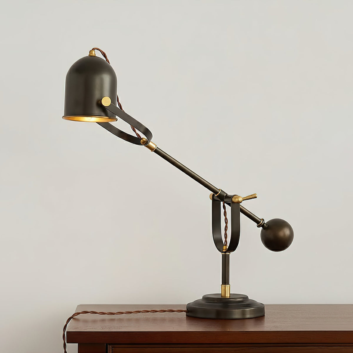 Pimlico Table Lamp - Solid Brass & Matte Black Executive Task Light