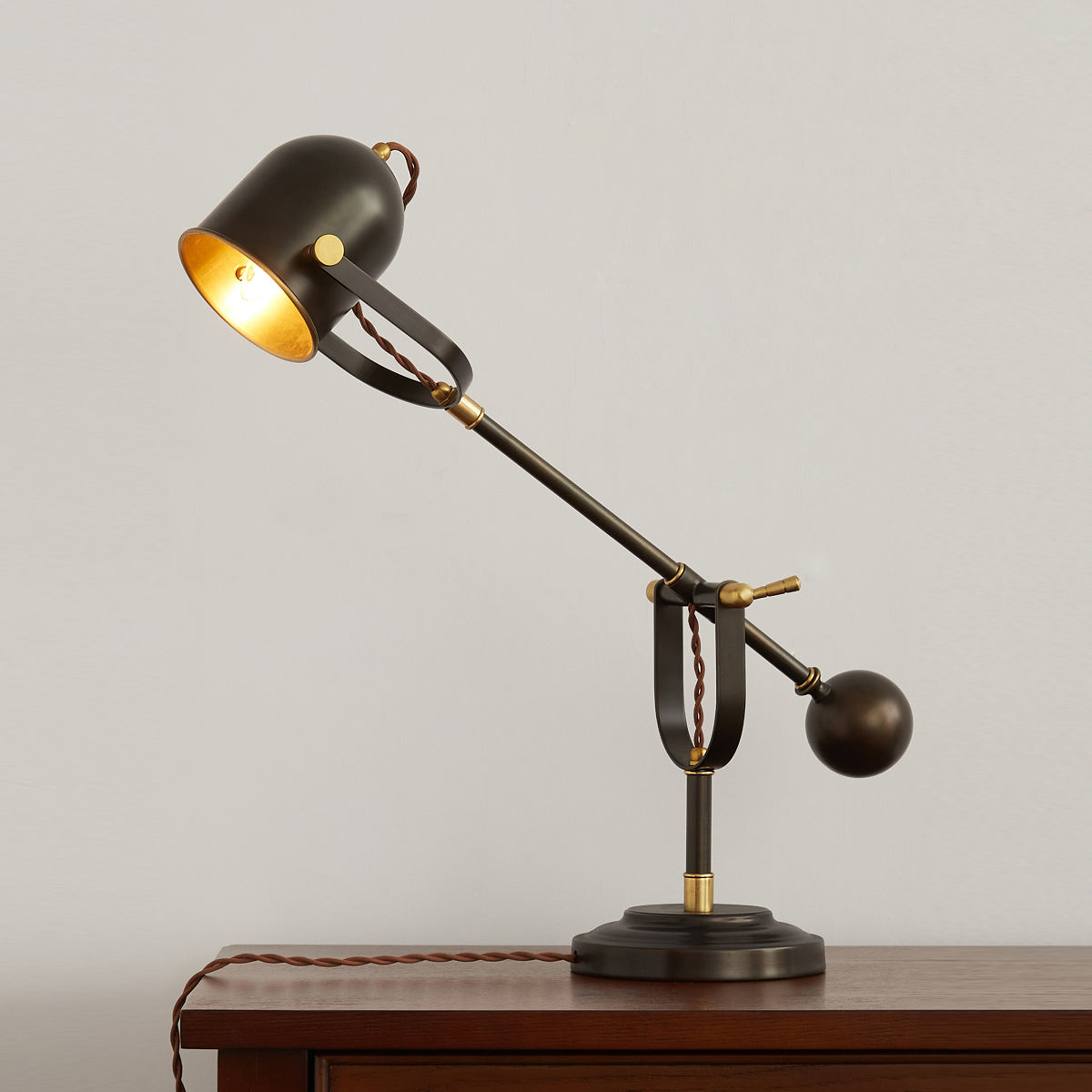 Pimlico Table Lamp - Solid Brass & Matte Black Executive Task Light