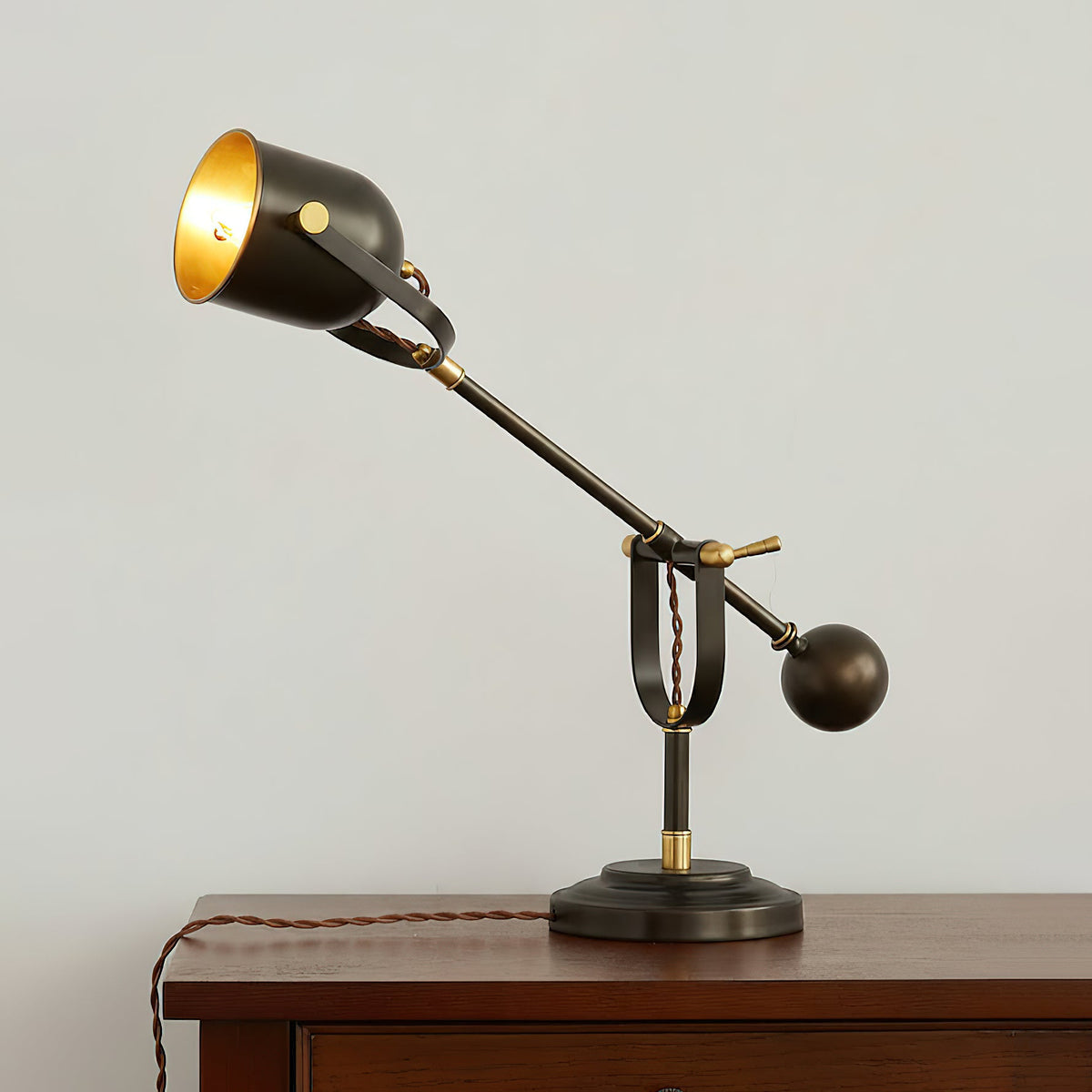 Pimlico Table Lamp - Solid Brass & Matte Black Executive Task Light