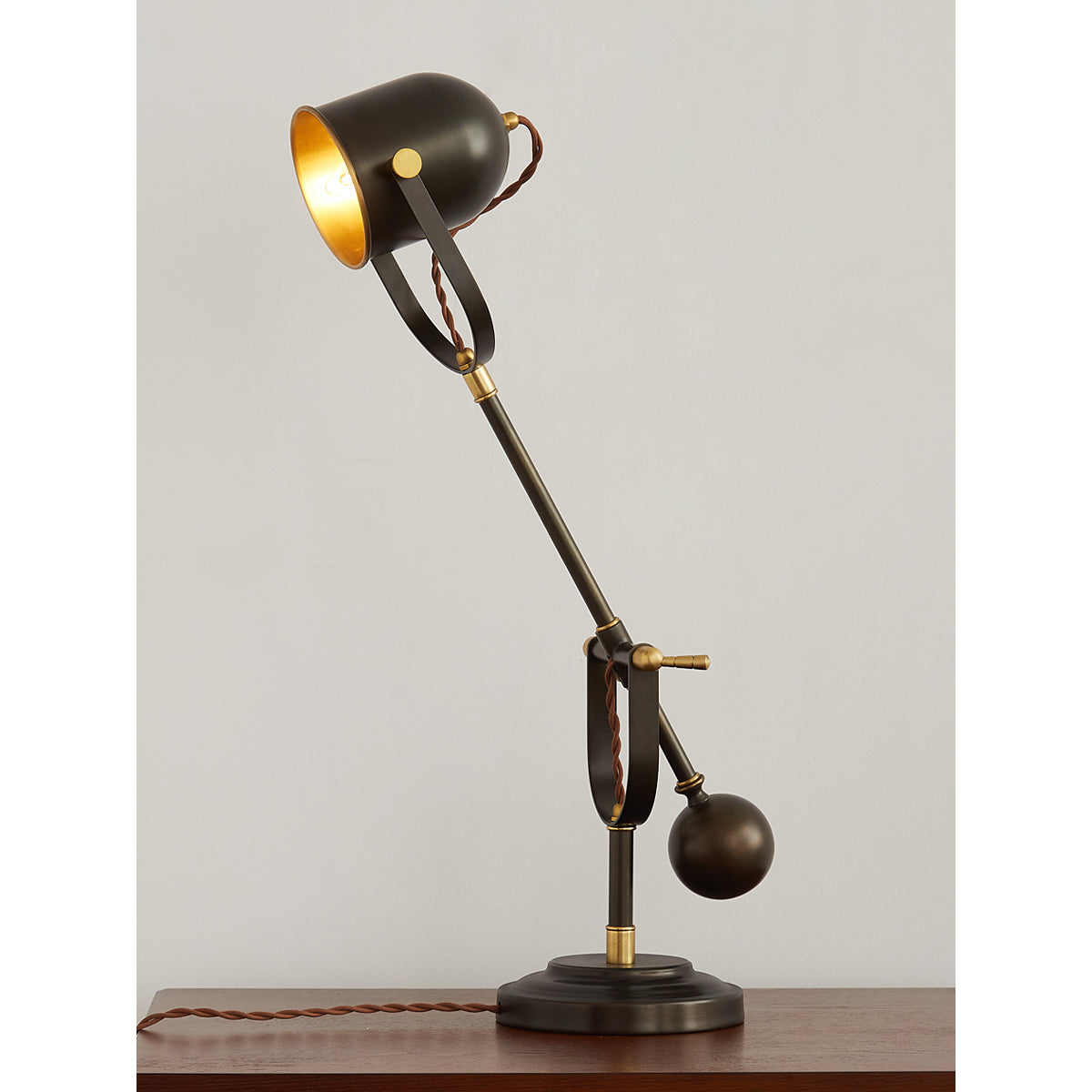 Pimlico Table Lamp - Solid Brass & Matte Black Executive Task Light