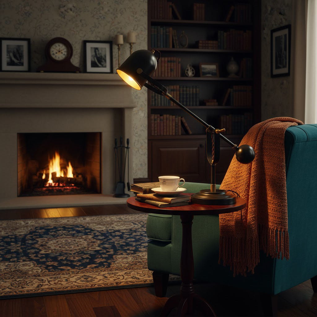 Pimlico Table Lamp - Solid Brass & Matte Black Executive Task Light