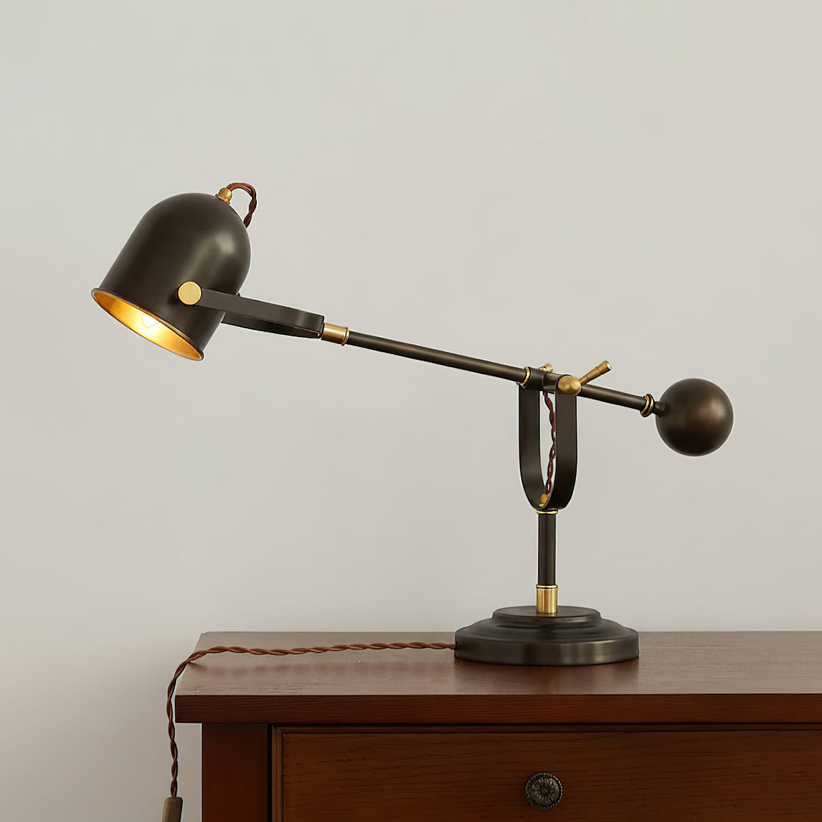 Pimlico Table Lamp - Solid Brass & Matte Black Executive Task Light
