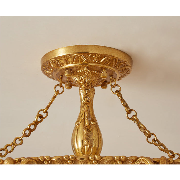 Pineapple Ceiling Lamp - Solid Brass & Textured Glass Tropical Light