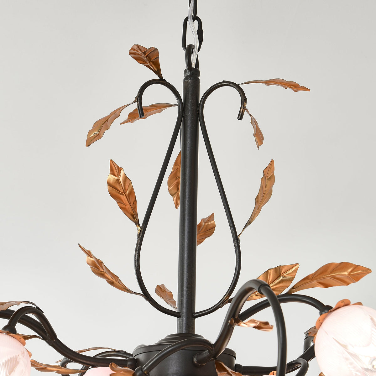 Pink Tulip Chandelier - Floral Blown Glass Petals & Brass Light