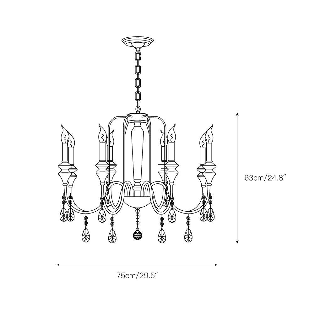 Piper Chandelier - Faceted Crystal Curtain & Brass Candelabra Light