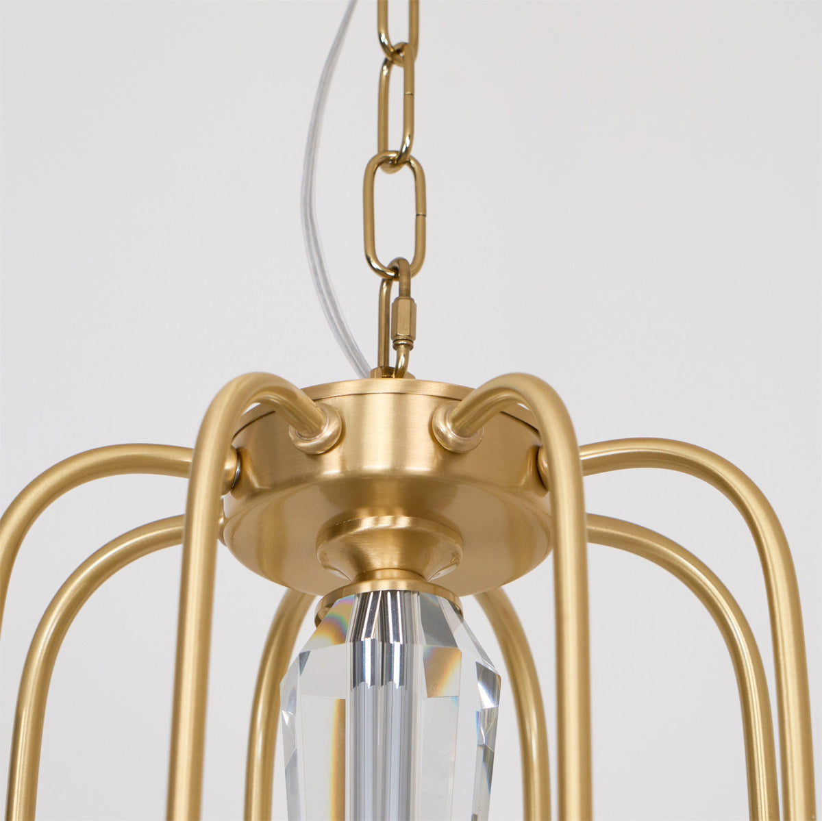 Piper Chandelier - Faceted Crystal Curtain & Brass Candelabra Light