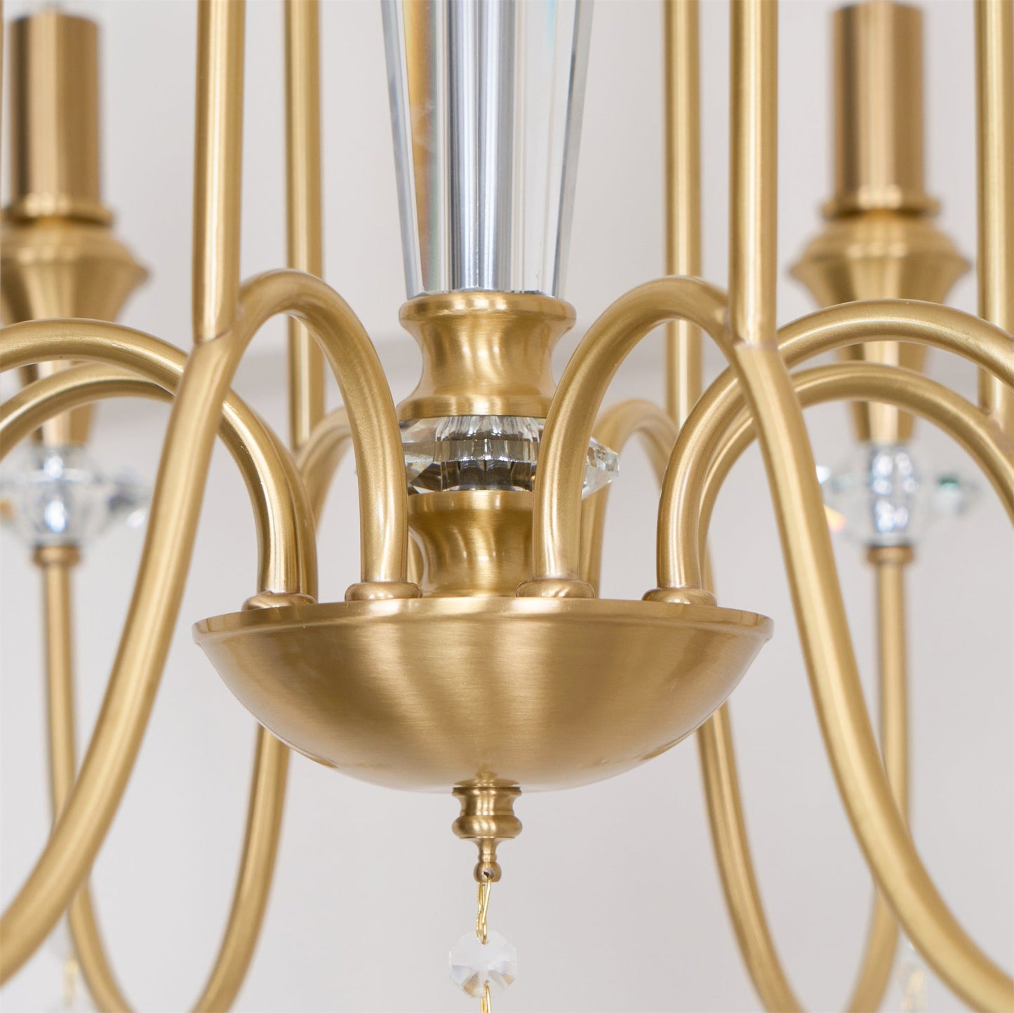 Piper Chandelier - Faceted Crystal Curtain & Brass Candelabra Light