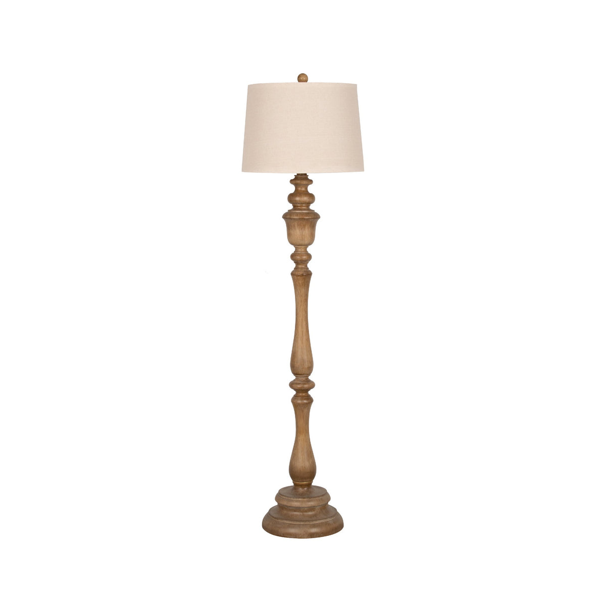 Pitch Traditional Floor Lamp - Solid Wood Swivel Sconce & Linen Drum Shade