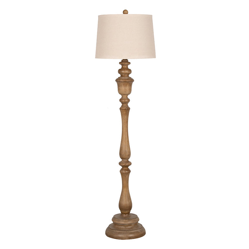 Pitch Traditional Floor Lamp - Solid Wood Swivel Sconce & Linen Drum Shade