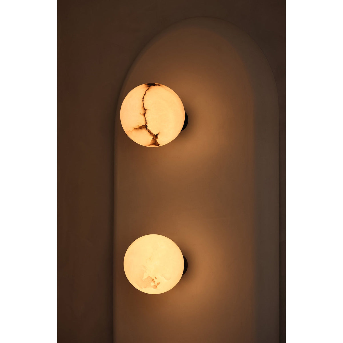 Planette Alabaster Wall Lamp - Solid Stone Globe Sconce & Brass