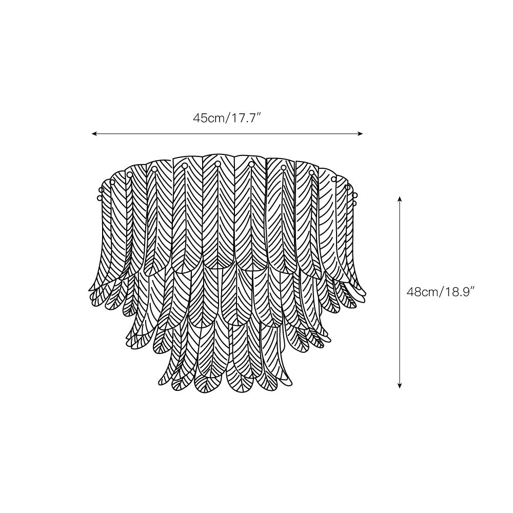 Plume Glass Ceiling Light - Sculpted Amber Glass Feather Chandelier