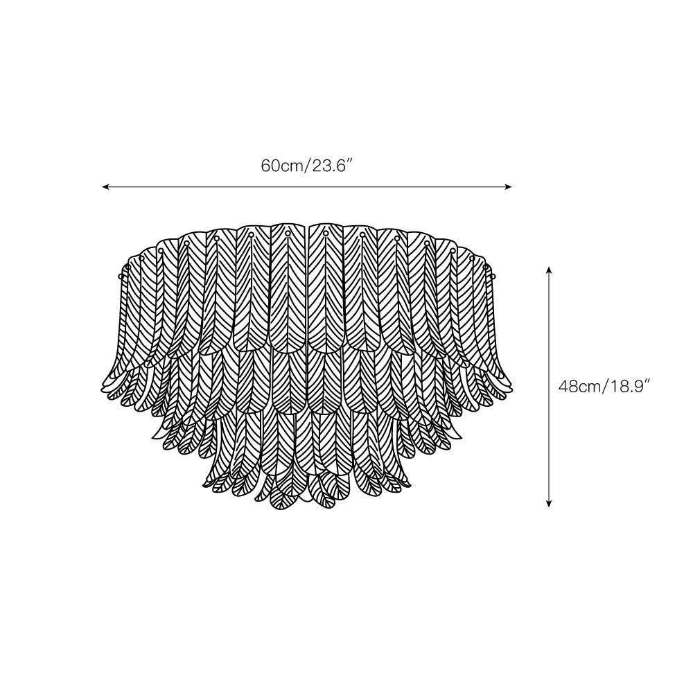 Plume Glass Ceiling Light - Sculpted Amber Glass Feather Chandelier