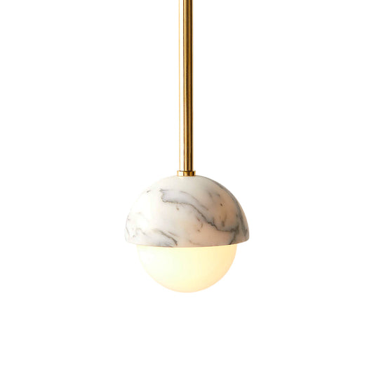 Polaris White Marble Pendant Lamp - Solid Brass & Marble Globe Light