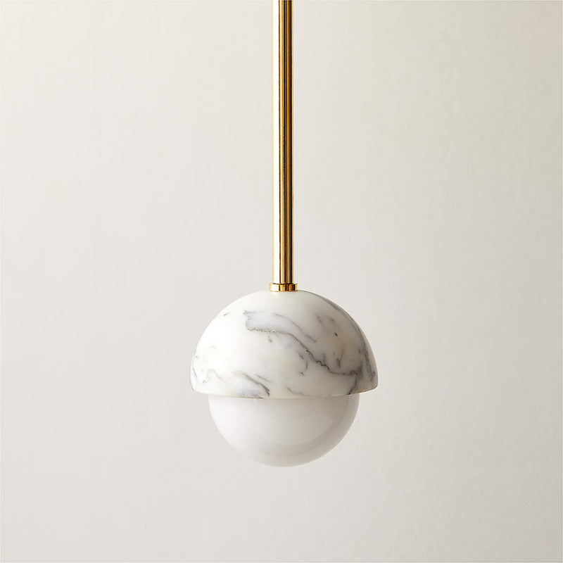 Polaris White Marble Pendant Lamp - Solid Brass & Marble Globe Light