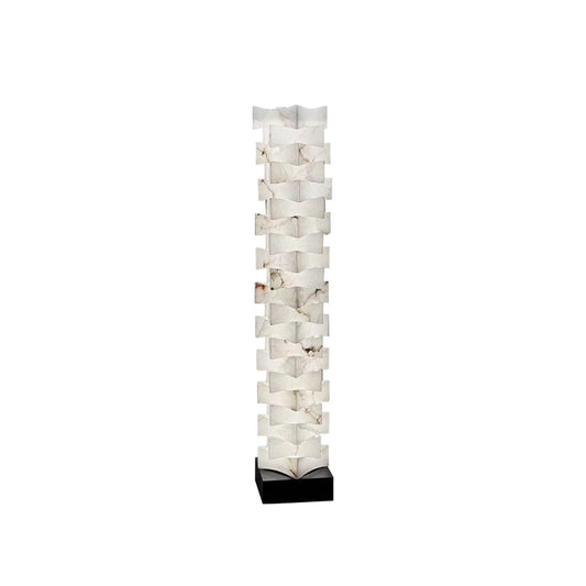 Poliarte Alabaster Floor Light - Solid Stone Column & Brass Pedestal LED