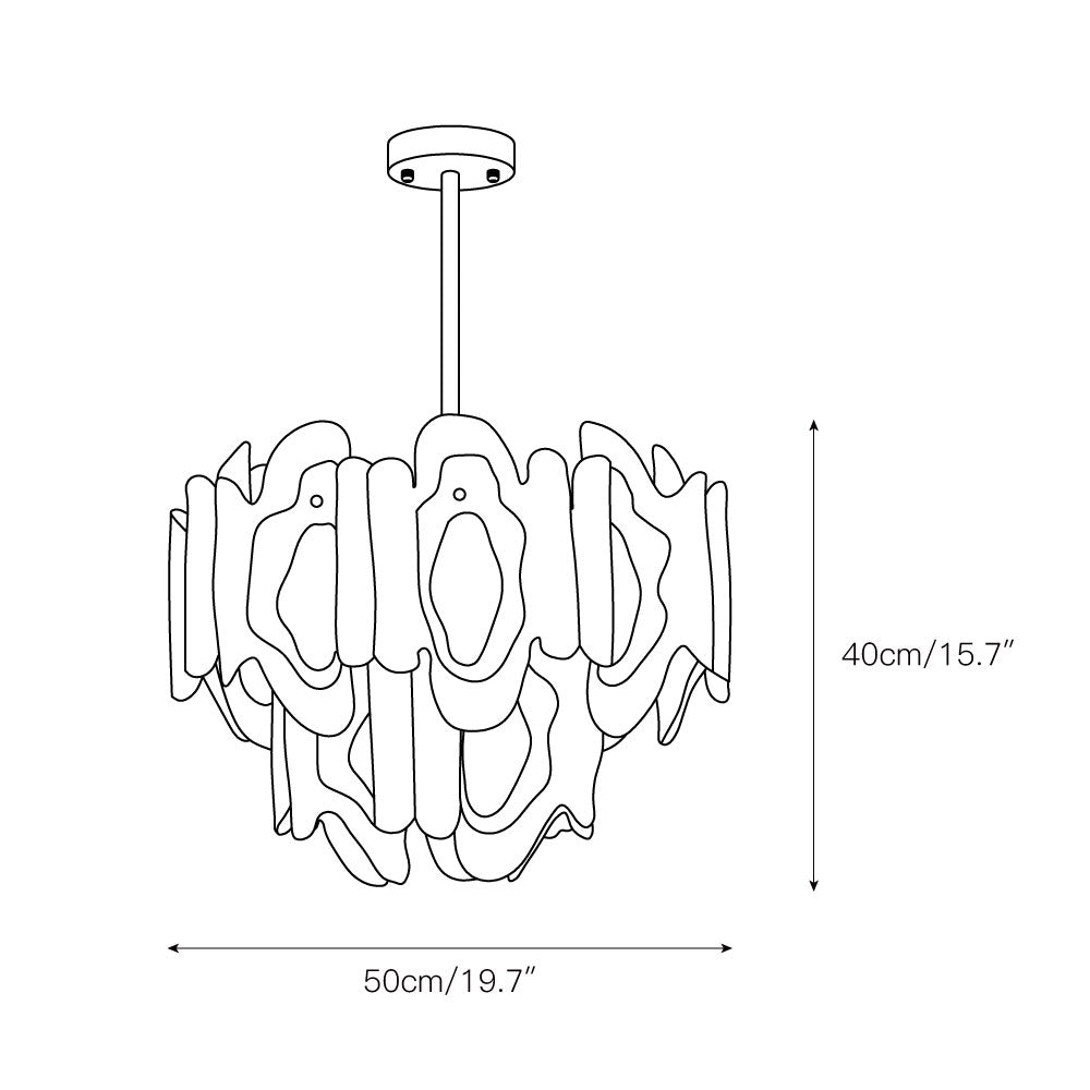 Poliedro Murano Glass Chandelier - Hand-Blown Amber Wave Glass Light