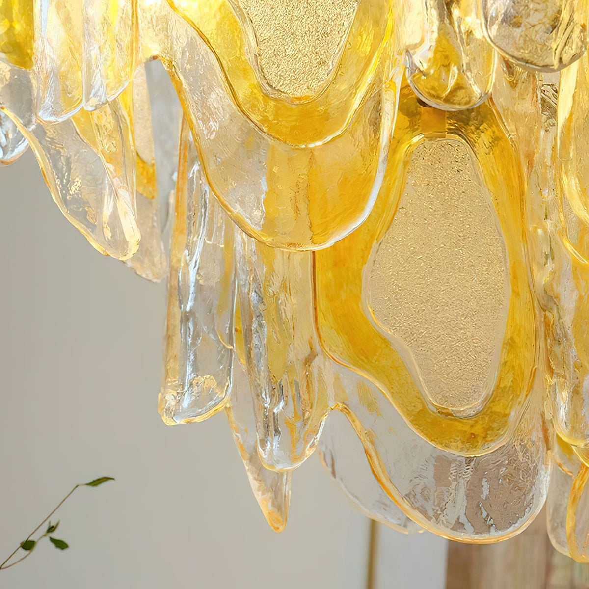 Poliedro Murano Glass Chandelier - Hand-Blown Amber Wave Glass Light