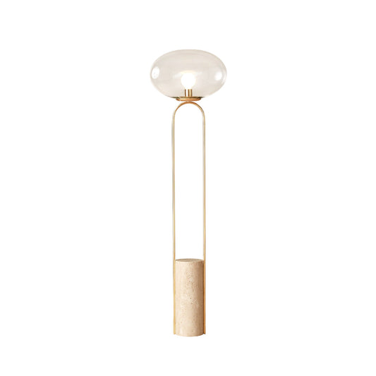Polo Marble Floor Lamp - Solid Travertine Base & Brass Glass Light