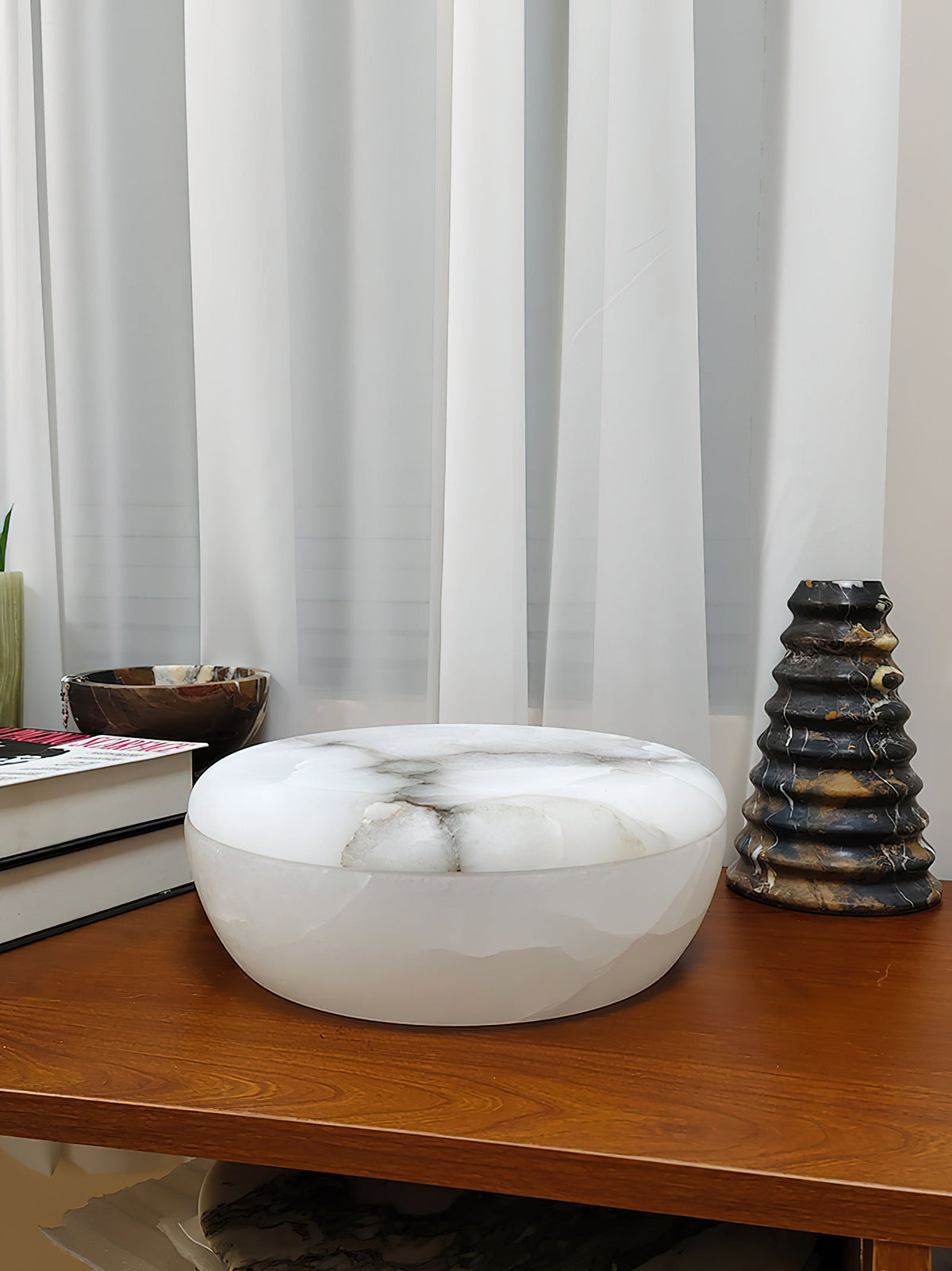 Pomelo Tass Marble Candlestick Ornaments - Solid Stone Pebble Vessel