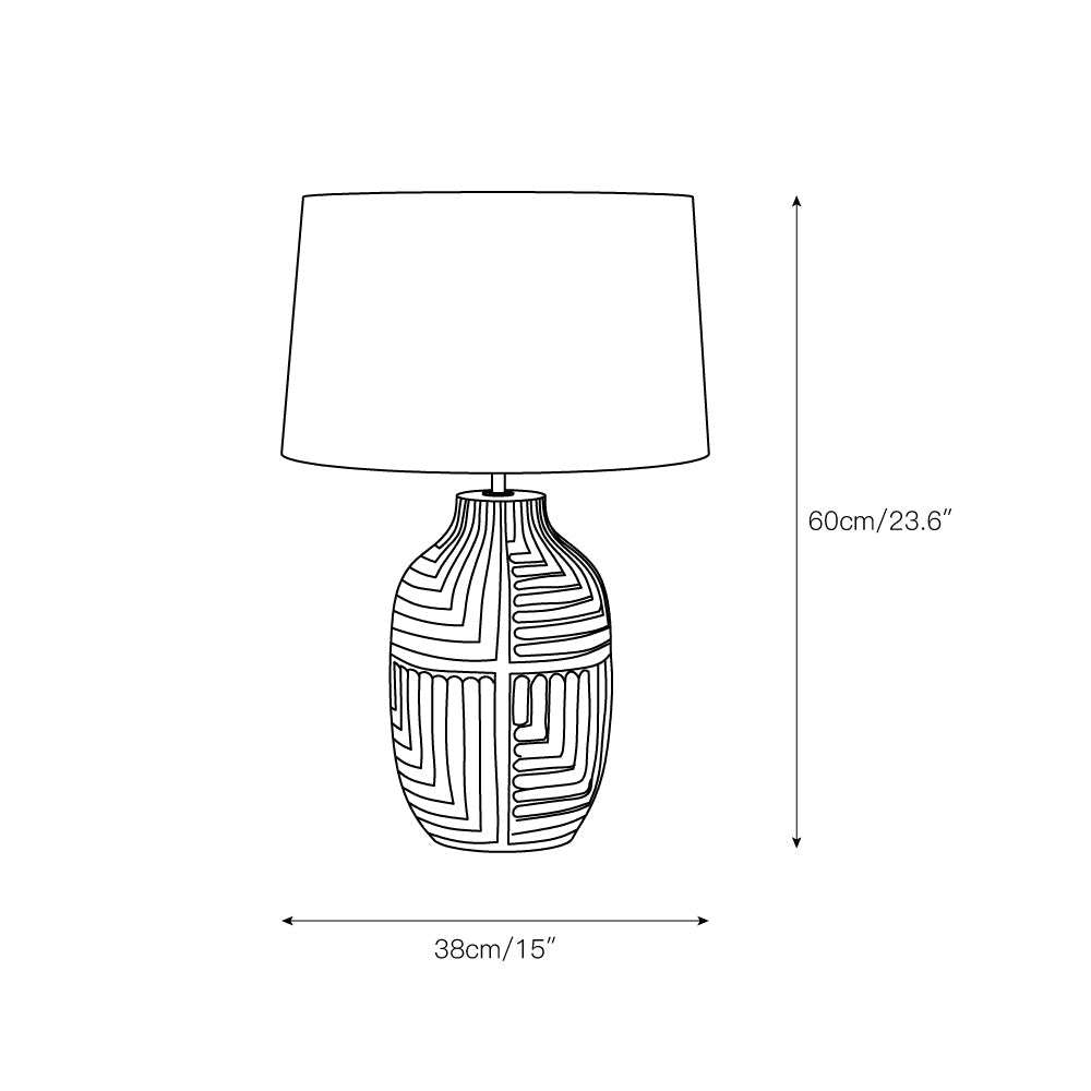 Pontarelli Table Lamp - Modern Sculptural Solid Wood & Fabric Shade Accent