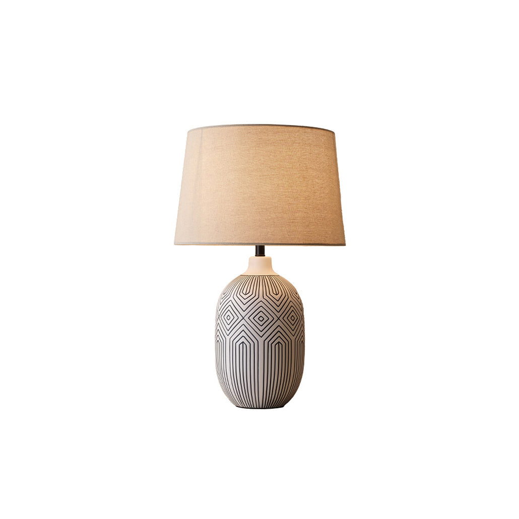 Pontarelli Table Lamp - Modern Sculptural Solid Wood & Fabric Shade Accent