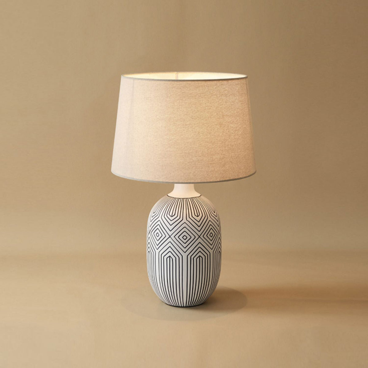 Pontarelli Table Lamp - Modern Sculptural Solid Wood & Fabric Shade Accent