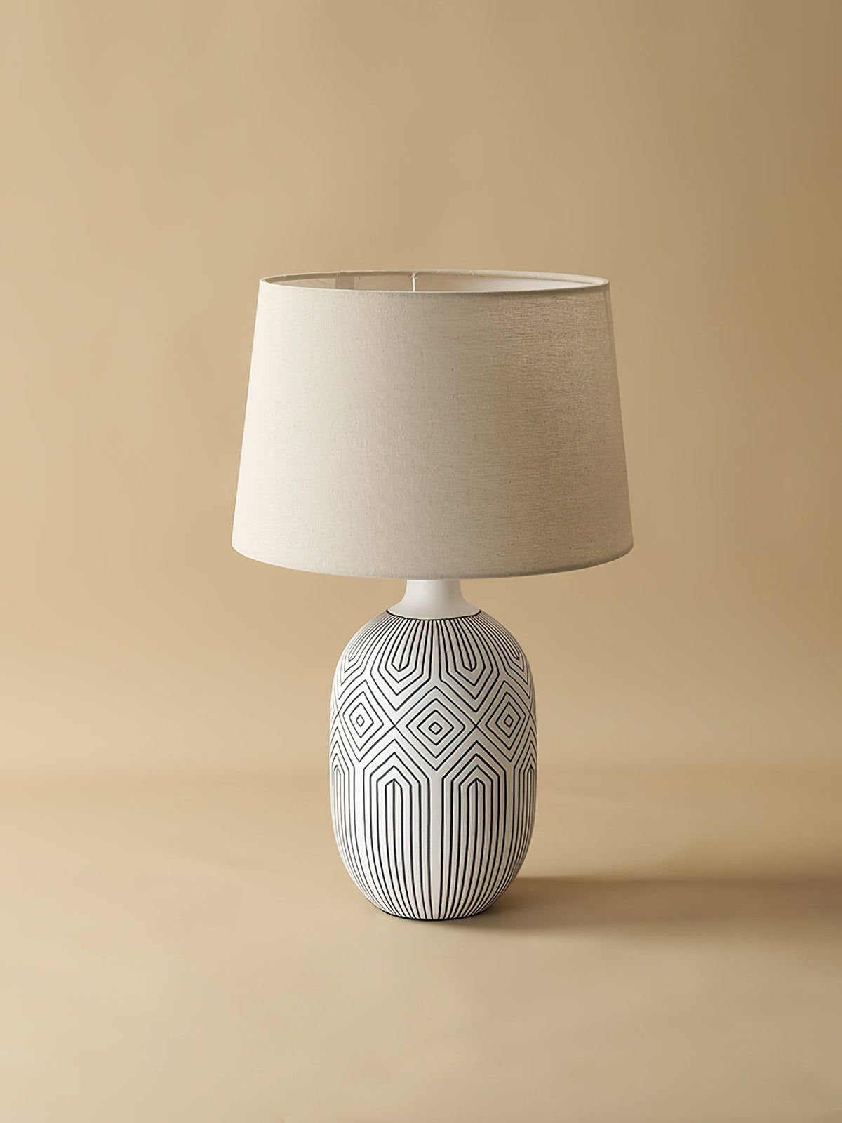 Pontarelli Table Lamp - Modern Sculptural Solid Wood & Fabric Shade Accent
