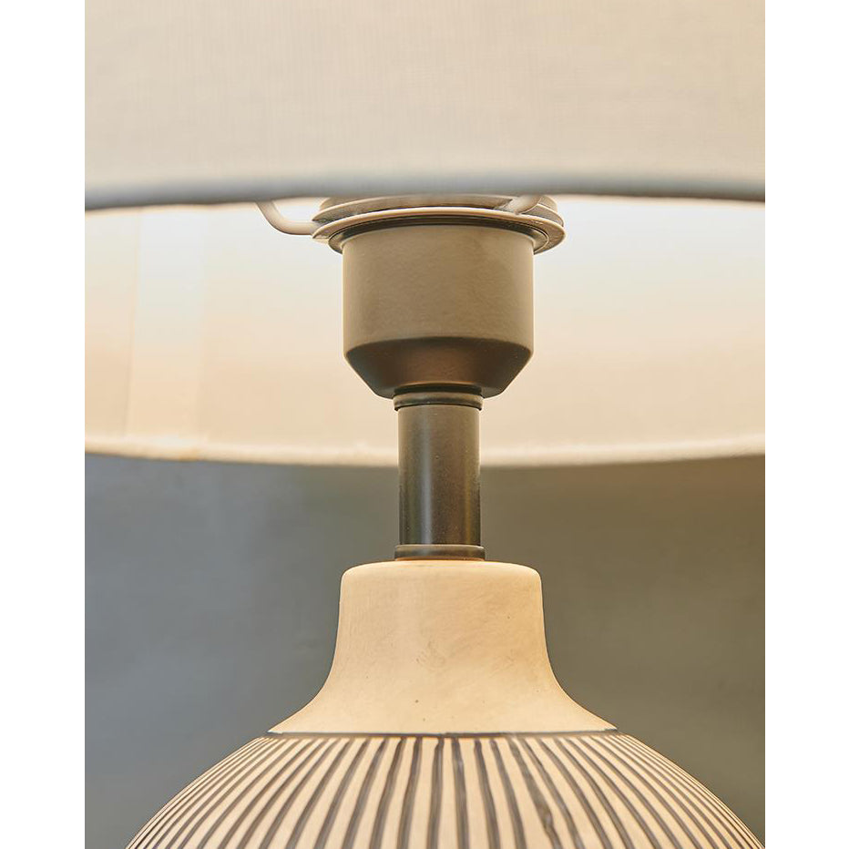 Pontarelli Table Lamp - Modern Sculptural Solid Wood & Fabric Shade Accent