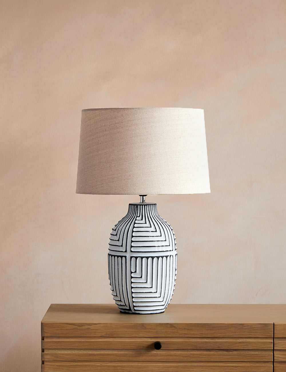 Pontarelli Table Lamp - Modern Sculptural Solid Wood & Fabric Shade Accent