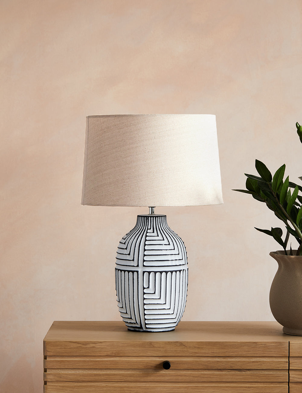 Pontarelli Table Lamp - Modern Sculptural Solid Wood & Fabric Shade Accent