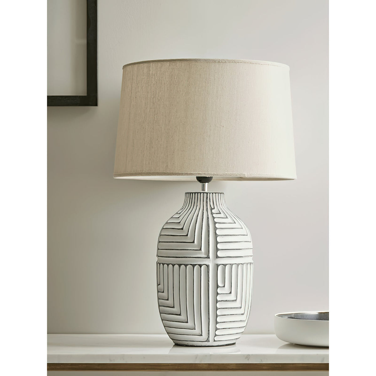 Pontarelli Table Lamp - Modern Sculptural Solid Wood & Fabric Shade Accent