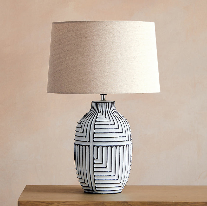 Pontarelli Table Lamp - Modern Sculptural Solid Wood & Fabric Shade Accent