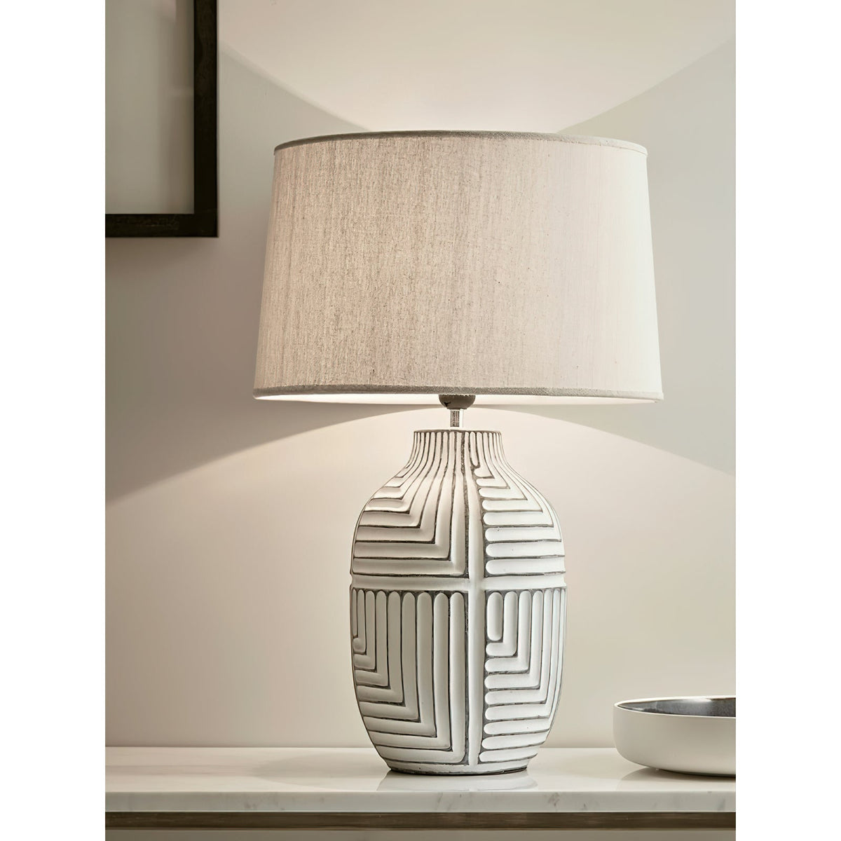 Pontarelli Table Lamp - Modern Sculptural Solid Wood & Fabric Shade Accent