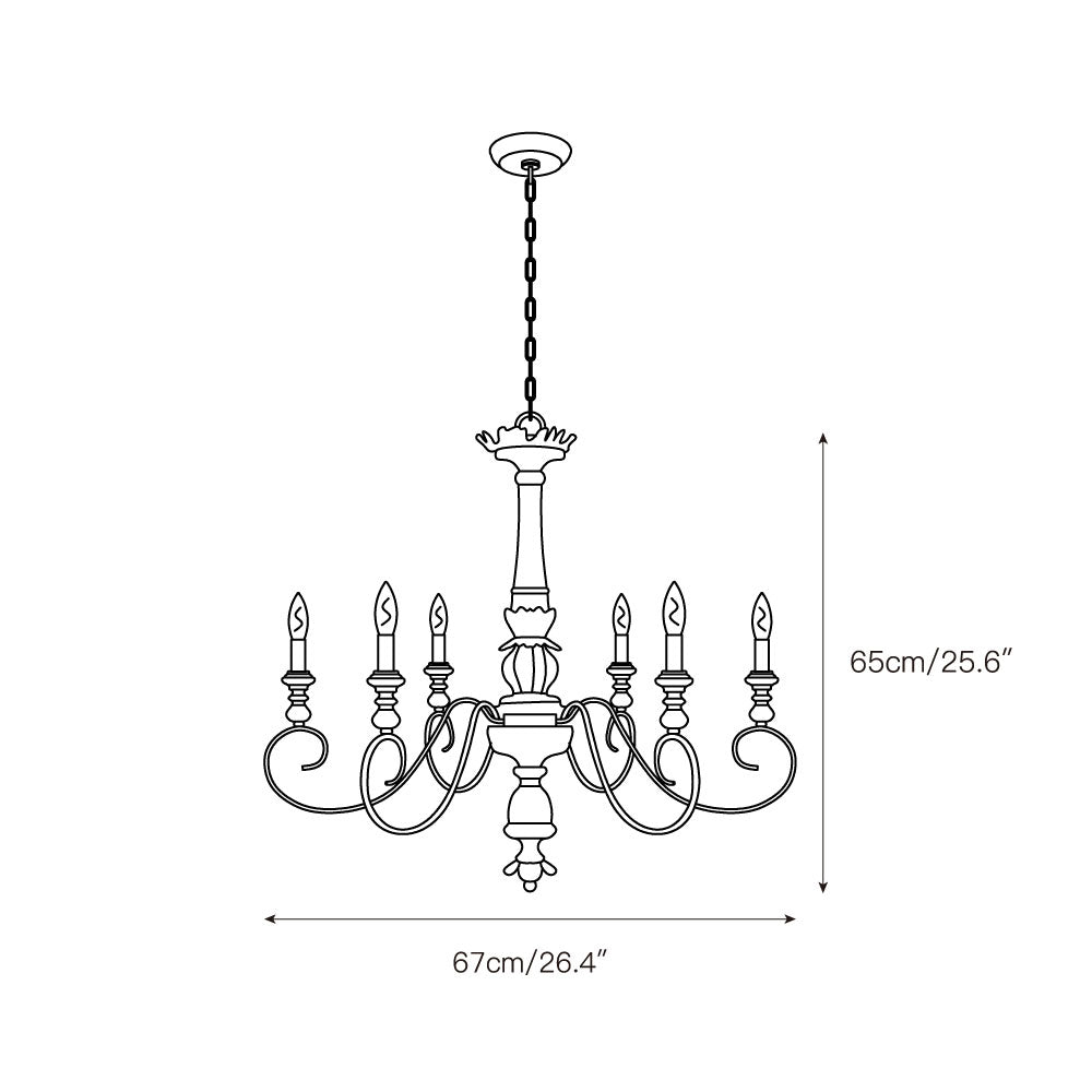 Poppe Wooden Chandelier - Hand-Distressed Country Candelabra Light