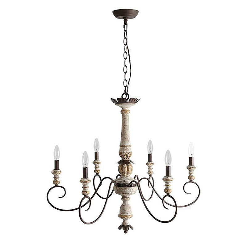 Poppe Wooden Chandelier - Hand-Distressed Country Candelabra Light