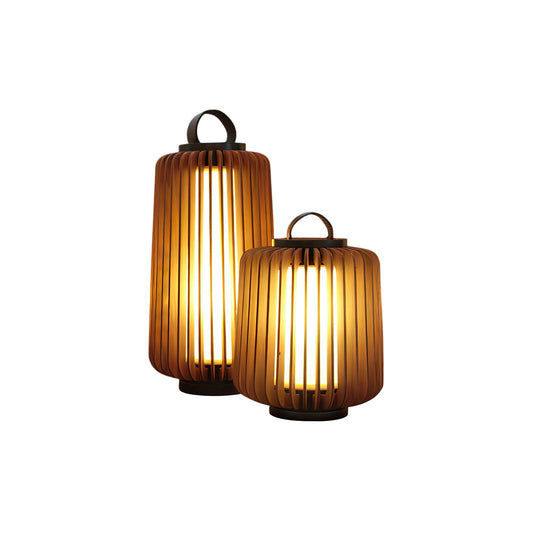Portable Lantern Rechargeable Outdoor Light - Waterproof IP65 Teak & Steel LED