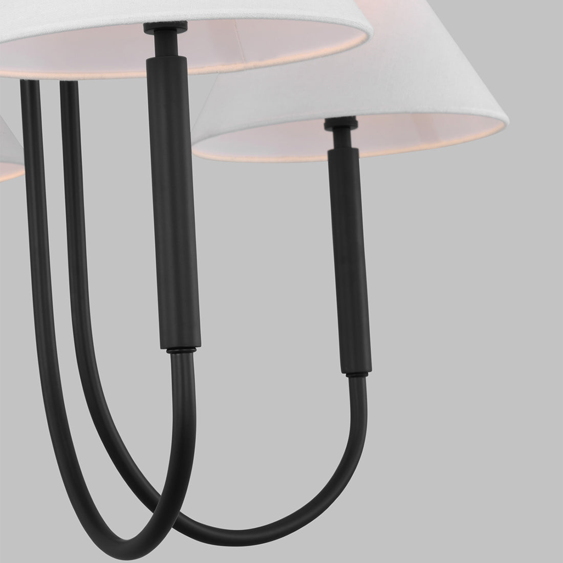 Porteau Chandelier - Modern Classic Swooping Brass & Fabric Shade Light