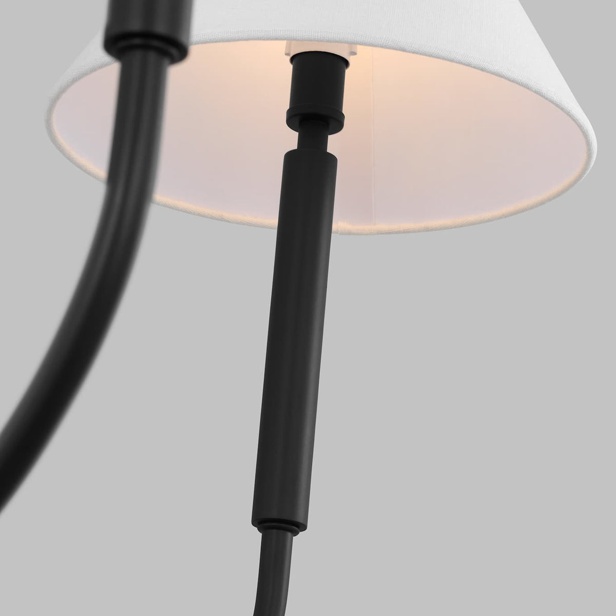 Porteau Chandelier - Modern Classic Swooping Brass & Fabric Shade Light