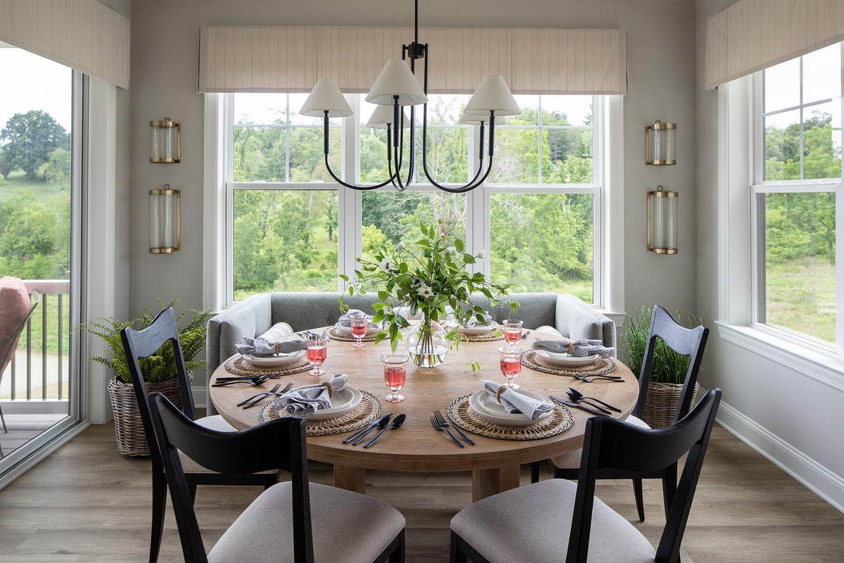 Porteau Chandelier - Modern Classic Swooping Brass & Fabric Shade Light